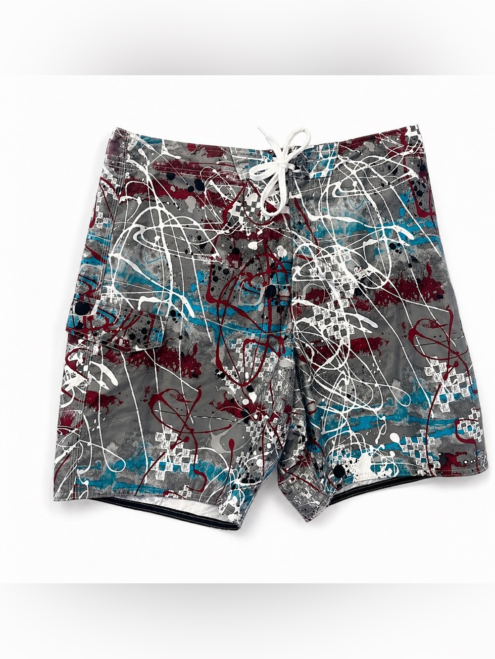 Joe Boxer Mens Swim Trunks Multicolor Abstract Print Size L Board Shorts Summer